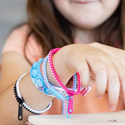 Studico Zip-Zip Hooray Fidget Bracelets for Kids, Multi-Colored Sensory Toys, Perfect for Kid's Party Favors / 24 Pack
